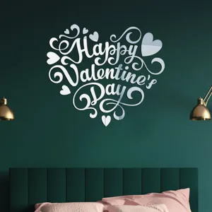 Acryl spiegel muursticker met Happy Valentine ontwerp voor slaapkamer decoratie.