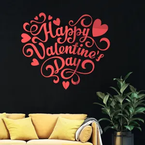 Acryl Spiegel Muursticker Valentijnsdag Hart Engelse Letters DIY Zelfklevende Sticker Voor Woonkamer Slaapkamer Huisdecoratie