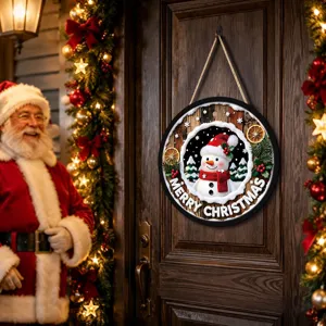 Christmas LED hanging sign snowman door decoration festive holiday ornament for home window shop.