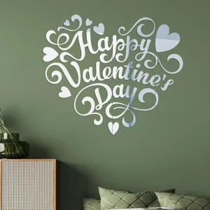 Acryl spiegel Valentijnsdag hart muursticker DIY zelfklevende decoratie slaapkamer.