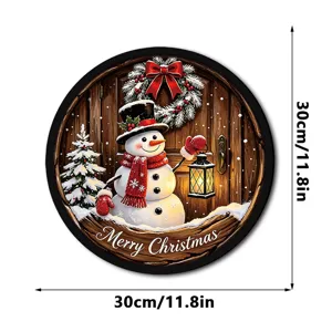Christmas lighted hanging sign LED window decoration holiday snowman sign 30cm festive