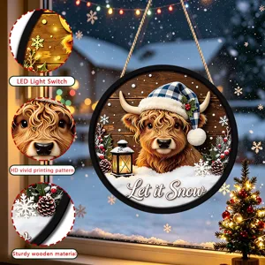 Christmas LED wooden hanging sign winter holiday window decoration party ornament