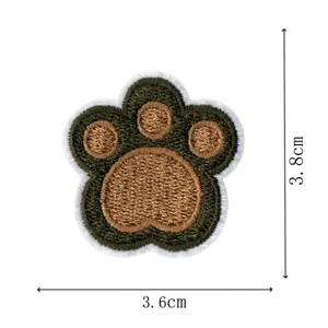 Cute embroidered bear paw patch DIY clothing accessory, size 3.6x3.8cm for decoration.