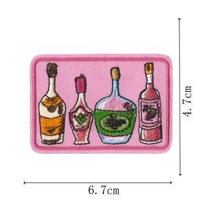Cartoon wine bottles embroidered patch diy clothing accessories iron on badge 6.7cm