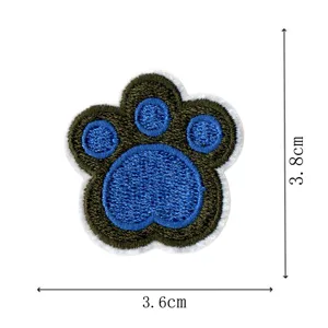 Blue bear paw embroidery patch DIY clothing accessories decorative applique badge sticker