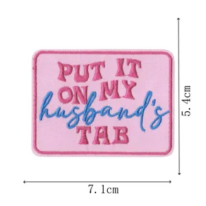 Pink embroidered patch with English text badge, bar theme craft DIY accessory for clothes.