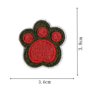 Cute bear paw embroidered patch appliques for clothing, hats, shoes, and DIY crafts.