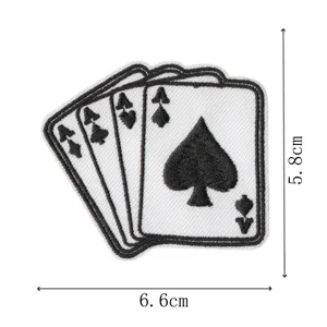 Poker card embroidered patch black and white spade patch clothing DIY decorative applique