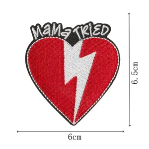 Heart lightning embroidered patch badge for clothing DIY decorative applique 6x6.5cm