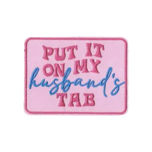 Pink embroidered patch with fun English text, ideal for DIY clothing, jackets and bags decoration.