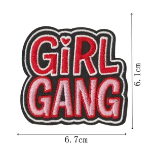 Embroidered girl gang patch iron on badge clothes decorative applique accessory 6.7x6.1cm