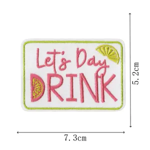 Patch brodé avec motif de citron et texte anglais mignon, idéal pour vêtements et sacs DIY.