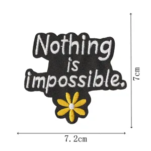 Trendiges Buchstaben Zitat Stickerei Aufnäher schwarz weiss Blume DIY Jacke Tasche Patch