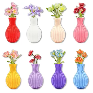 3D printed magnetic vase fridge magnet, colorful flower pot home decor sticker for kitchen.