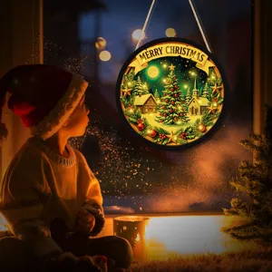 Christmas LED hanging sign window decoration glowing holiday ornament home party decor