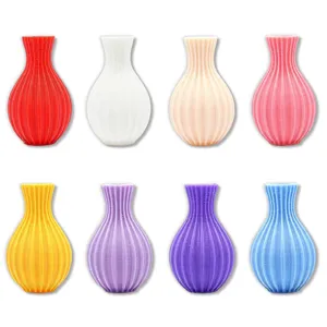 Colorful 3D printed magnetic vase fridge magnet details showing unique ribbed textures.