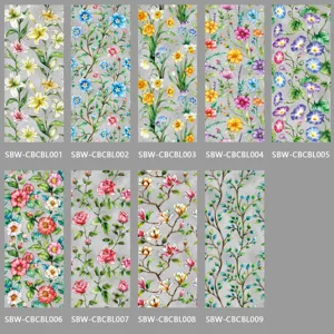 Lámina estática para ventana diseño floral pegatina de vidrio color privacidad set 9pz