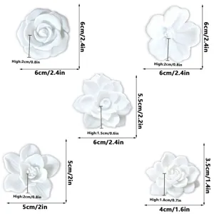 3D floral fridge magnets white flower decorative magnets cute home kitchen decor 5pcs