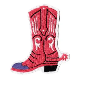 Pink western cowboy boot embroidered patch cute clothing accessory for party decoration main view