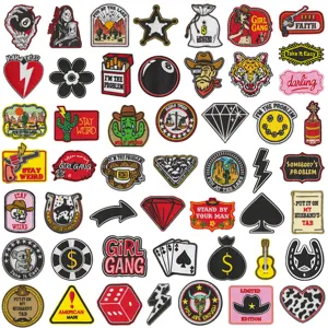 Western Cowboy Retro Style Embroidered Patches DIY Decorative Appliques Iron On Badges For Clothes Hats Backpacks
