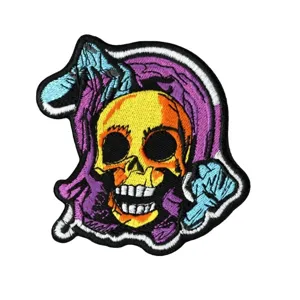 Patch brodé tête de mort punk écusson décoratif pour vêtements chapeaux chaussures