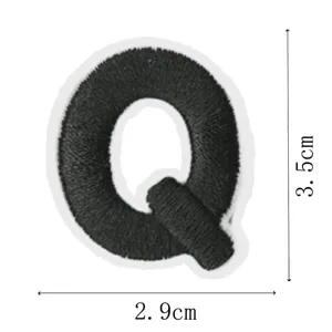 Black letter Q embroidery patch iron on badge clothing repair decorative accessory applique.