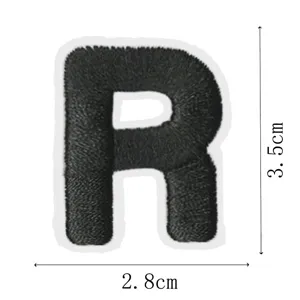 Black embroidered letter R patch DIY clothing repair and decorative alphabet patch iron on app