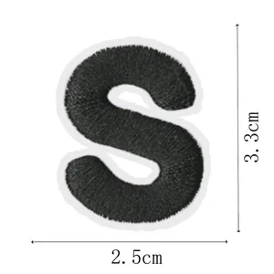 Black embroidered letter S patch for clothing repair and DIY decorative iron-on patches.