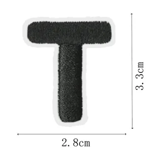 Black letter T embroidery patch for clothing repair and DIY decoration 2.8x3.3cm