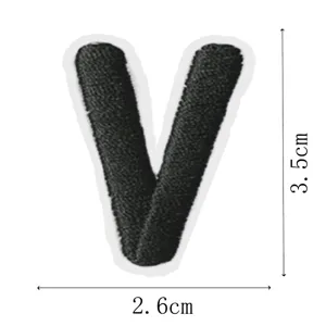 Black letter V embroidery patch clothing decoration iron on DIY accessory size 3.5x2.6cm