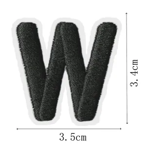 Black letter W embroidery patch iron on clothes DIY decorative clothing badge 3.5x3.4cm