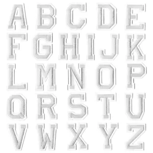 Set de patchs brodés alphabet universitaire blanc A-Z, patchs décoratifs pour vêtements DIY.