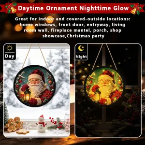 LED Christmas glowing hanging sign, indoor outdoor holiday decoration ornament with lights.