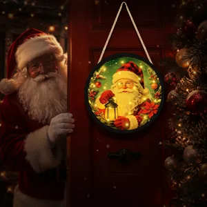 Christmas LED light hanging sign round holiday decoration window festive party ornament