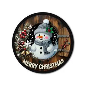 Christmas LED wooden hanging sign decorative snowman wall ornament for holiday decor