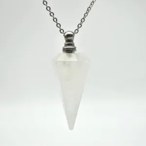 Heldere kwarts kristal pendule ketting etherische olie diffuser hanger met ketting.