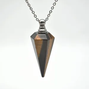 Natuurlijke tijgeroog steen kristal etherische olie diffuser hanger ketting sieraden.