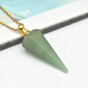 Groene kristal zeshoekig prisma parfum etherische olie fles hanger ketting voor vrouwen.