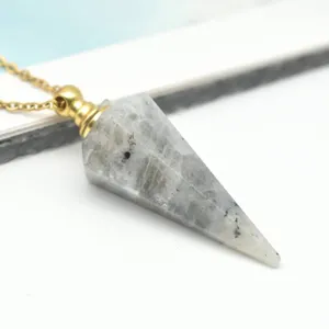 Prachtige kristallen etherische olie fles hanger ketting, natuurstenen zeshoekige pendule.