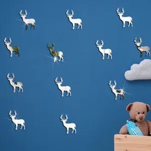 Weihnachten DIY Acryl Spiegel Hirsch Wandtattoos wasserdicht selbstklebend Kinderzimmer.