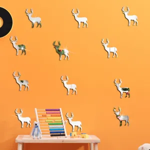 Weihnachten Acryl Spiegel Wandaufkleber Kinderzimmer Deko DIY selbstklebende Hirsche.