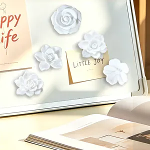 3D magnetic flower fridge magnets cute white floral locker decor whiteboard stickers
