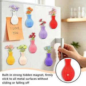 3D Printed Magnetic Flower Vase Fridge Magnet Creative Refrigerator Sticker Colorful Decor