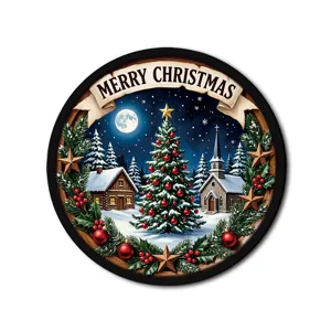 Christmas round hanging sign LED light window decor festive holiday hanging ornament