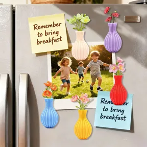 3D printed magnetic vase refrigerator sticker cute mini flower pot home decor sticky notes