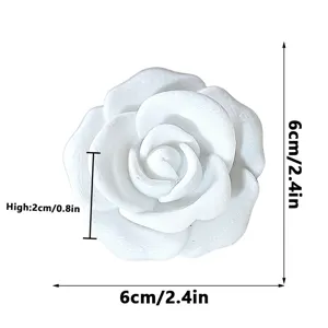White 3D rose flower fridge magnet, creative magnetic floral decor for home kitchen 6cm