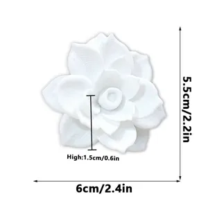 White 3D floral fridge magnet featuring exquisite petal design, perfect for home kitchen decor.