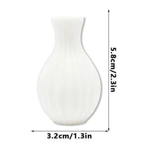 White 3D printed mini vase fridge magnet with clear dimension indicators, compact design.
