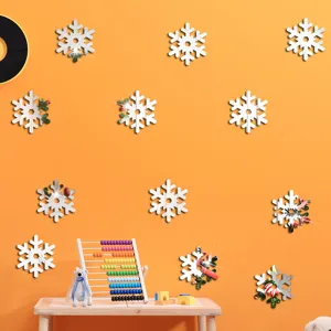 Acryl Schneeflocke Wandaufkleber Kinderzimmer Weihnachten DIY Spiegel Sticker Deko