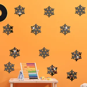 Weihnachten DIY Acryl Spiegel Wandaufkleber, wasserdichte selbstklebende Schneeflocken Deko.
